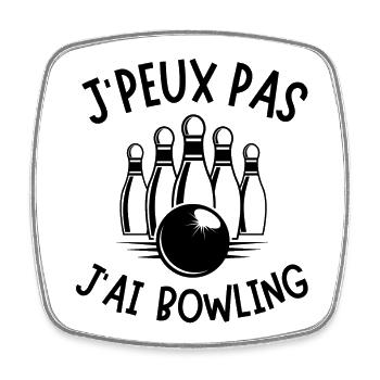 bowling, fan de bowling, j'aime le bowling - Magnet carré - blanc - Devant