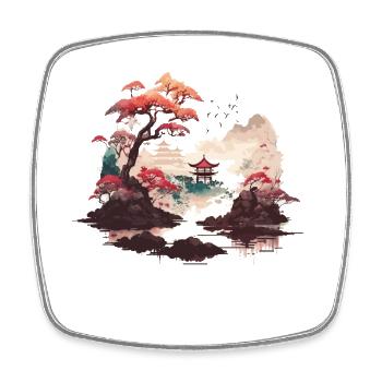 Art vintage sur bois - Magnet carré - blanc - Devant