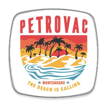 Petrovac Montenegro beach design - Square fridge magnet - white - Front