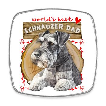 Schnauzer, Best-Schnauzer-Dad, Schnauzer-Papa - Viereckiger Kühlschrankmagnet - Weiß - Vorne