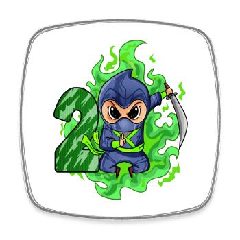 Garçon 2 ans 2ème anniversaire Garçon Ninja Green - Magnet carré - blanc - Devant