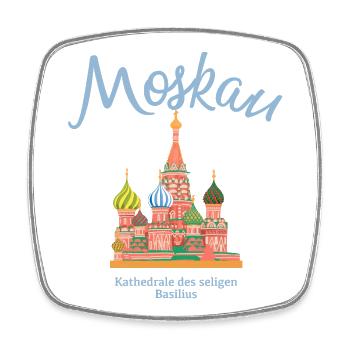 Moskau, Basilius Kathedrale, Roter Platz Russland - Viereckiger Kühlschrankmagnet - Weiß - Vorne