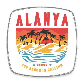 Design de plage vintage à Alanya, en Turquie - Magnet carré - blanc - Devant