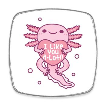 Süßer Axolotl Ich mag dich ALotl Lustiges Liebeswortspiel - Viereckiger Kühlschrankmagnet - Weiß - Vorne