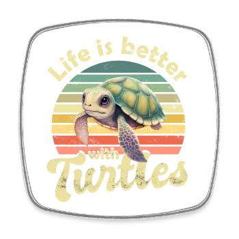 Turtle Sea turtle - Square fridge magnet - white - Front