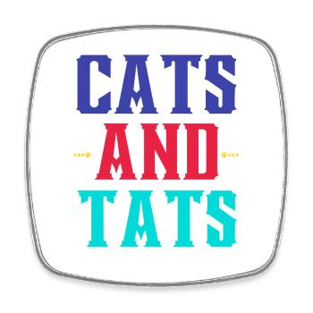 Chats et Tatouages – Typo Colorée - Magnet carré - blanc - Devant
