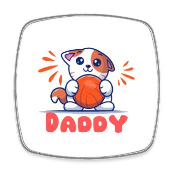 Tender Kitten with Orange Ball - Square fridge magnet - white - Front