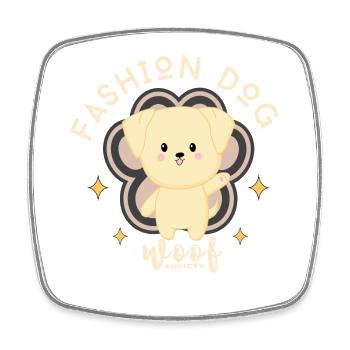 Adorable Sewing Dog - Square fridge magnet - white - Front