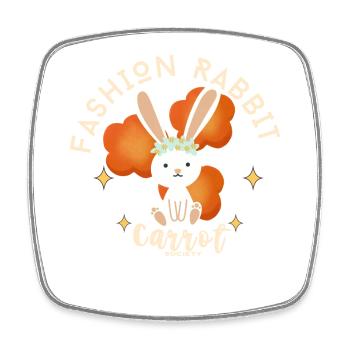 Flowering rabbit and chic carrot - Square fridge magnet - white - Front