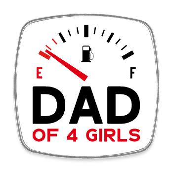 DAD OF 4 GIRLS VATERTAG - Viereckiger Kühlschrankmagnet - Weiß - Vorne