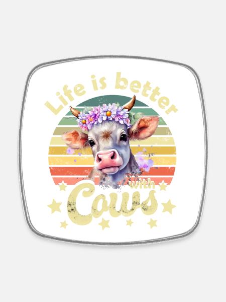 Cow cows - Square fridge magnet - white