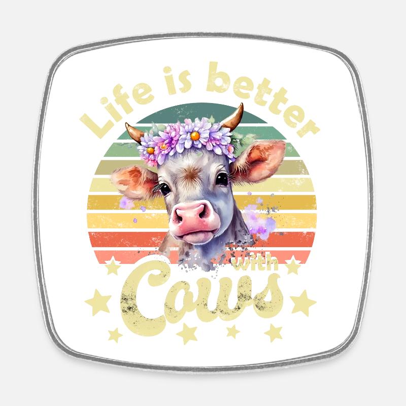 Vaches vaches - Magnet carré - blanc