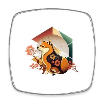 Vie meilleure avec mon chien Shiba - Magnet carré - blanc - Devant