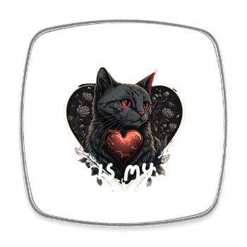 Meine Katze ist mein Valentine - Viereckiger Kühlschrankmagnet - Weiß - Vorne
