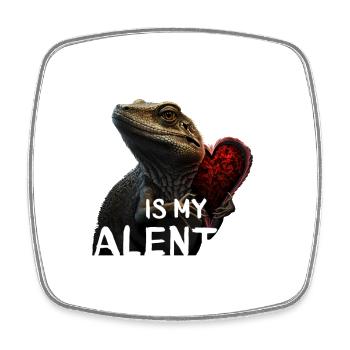 Lézard Valentine Cœur - Magnet carré - blanc - Devant