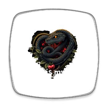 Herz-Schlange-Valentin - Viereckiger Kühlschrankmagnet - Weiß - Vorne