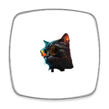 Best Neon Cat Mom - Square fridge magnet - white - Front