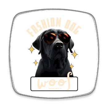 Chien Glam Lunettes Soleil - Magnet carré - blanc - Devant