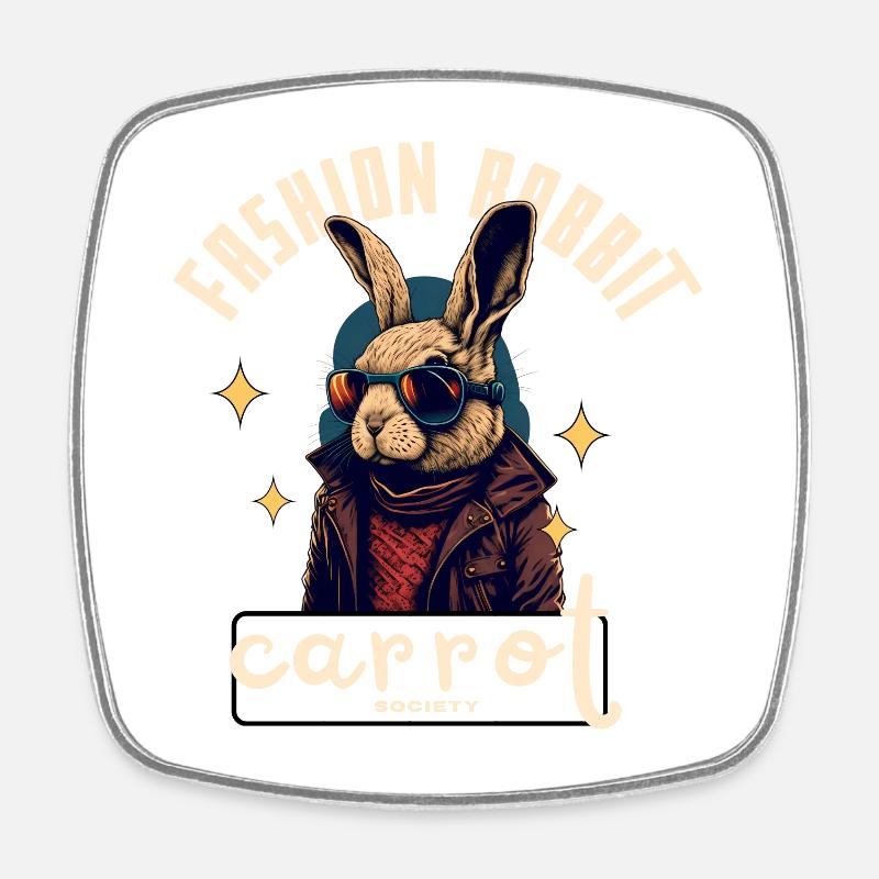 Leather Rocker Bunny - Square fridge magnet - white