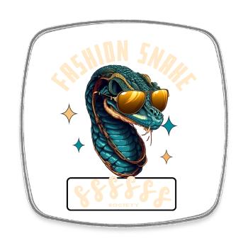 Serpent Glam Couture - Viereckiger Kühlschrankmagnet - Weiß - Vorne