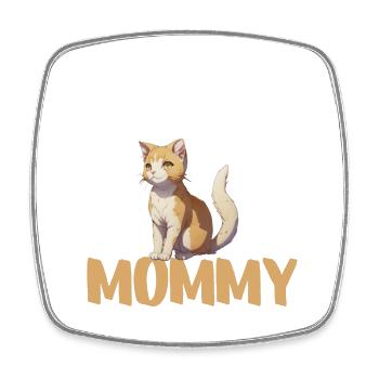 Chat Maman Orange - Magnet carré - blanc - Devant