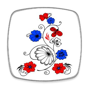 Flower vine with butterfly - Square fridge magnet - white - Front
