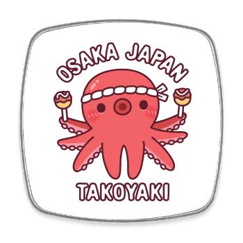 Cute Octopus Osaka Japan Takoyaki Food - Square fridge magnet - white - Front