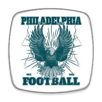 Philadelphia Eagle Emblem with Football Motif - Square fridge magnet - white - Front