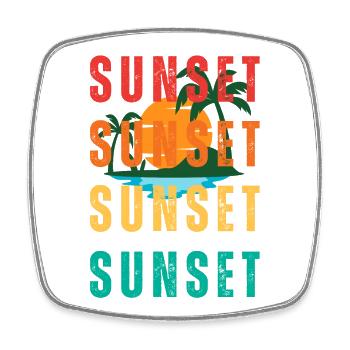 Sonnenuntergang wiederholt das Design der tropischen Palmen - Viereckiger Kühlschrankmagnet - Weiß - Vorne