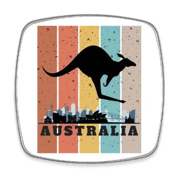 Kangourou sur la ligne d’horizon australienne - Magnet carré - blanc - Devant