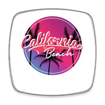 California Beach Neon Script - Square fridge magnet - white - Front