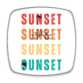 Sunset Palm Gradient Quartet - Square fridge magnet - white - Front
