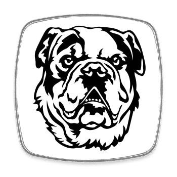 Continental Bulldog Kopf - Viereckiger Kühlschrankmagnet - Weiß - Vorne