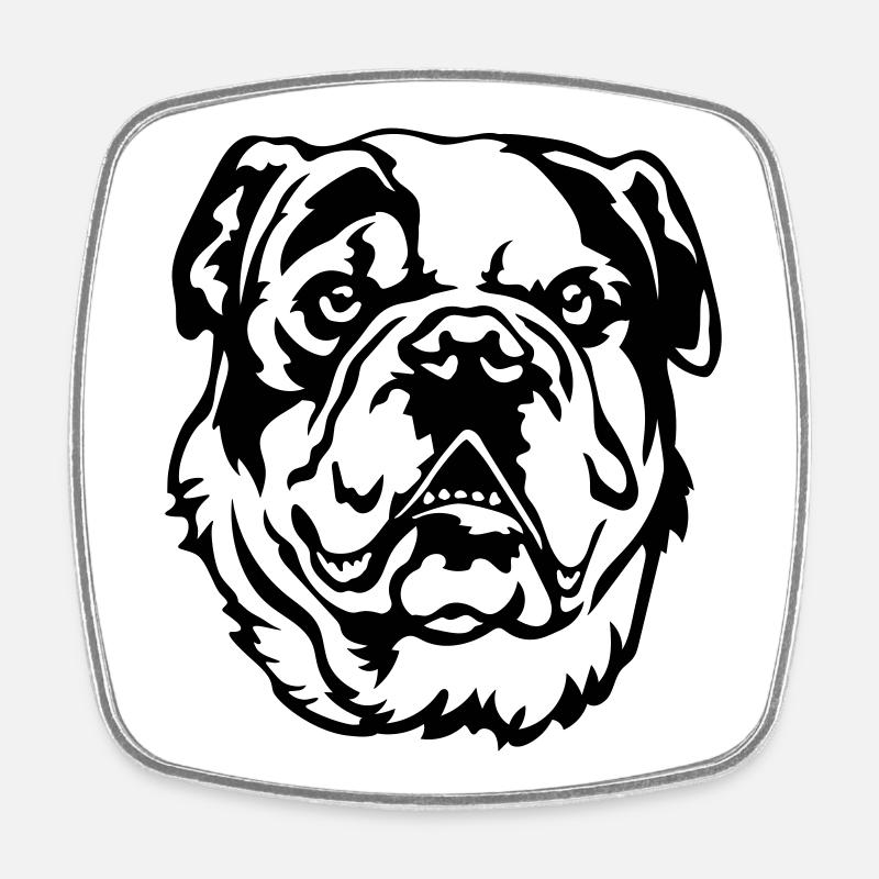 Tête de bouledogue continental - Magnet carré - blanc