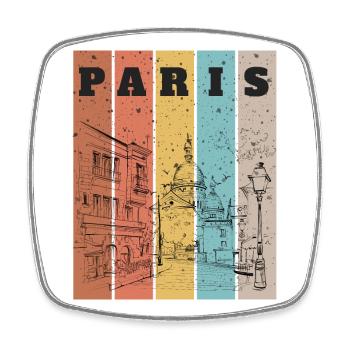 Paris Stripes Skyline-Skizze - Viereckiger Kühlschrankmagnet - Weiß - Vorne