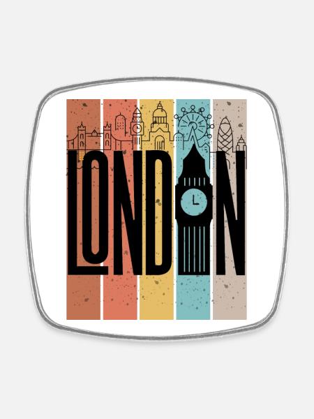 London Skyline Stripes Grafik - Viereckiger Kühlschrankmagnet - Weiß