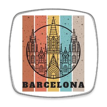 Barcelona Gothic Skyline Color Block Poster - Square fridge magnet - white - Front