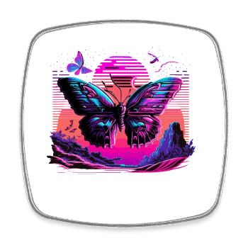 Schmetterling im Technicolor-Traum - Viereckiger Kühlschrankmagnet - Weiß - Vorne
