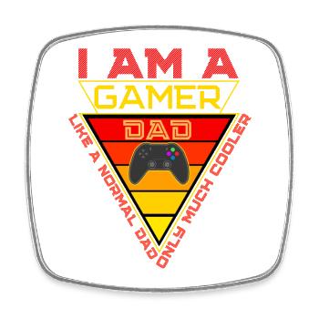 Gamer Dad Dreiecksabzeichen - Viereckiger Kühlschrankmagnet - Weiß - Vorne