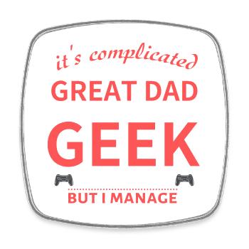 Dad Geek: Great Dad and Geek Tee - Viereckiger Kühlschrankmagnet - Weiß - Vorne