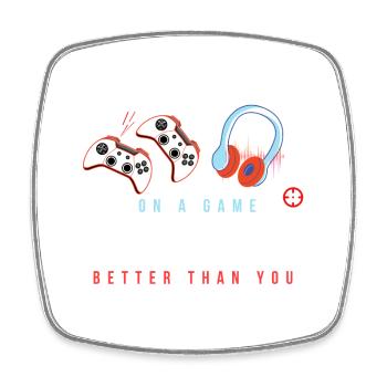 Rivalité de jeu : T-shirt de Plaisanterie - Magnet carré - blanc - Devant