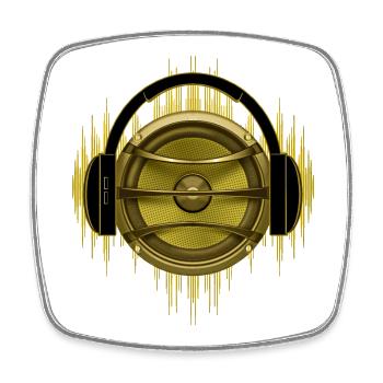 Temps pour la musique - Haut-parleurs - Casque - Magnet carré - blanc - Devant