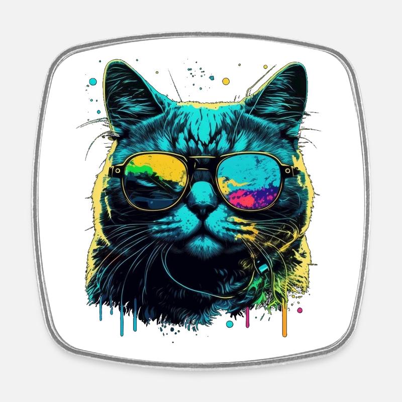 Cool cat - Square fridge magnet - white