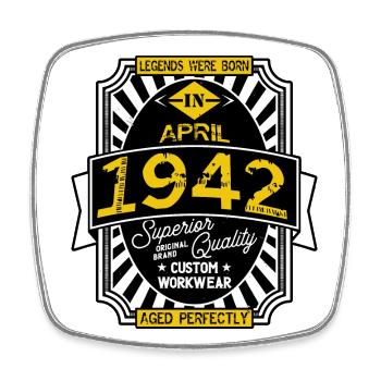 APRIL 1942 - Viereckiger Kühlschrankmagnet - Weiß - Vorne
