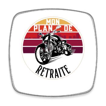 Moto rétro au coucher du soleil - Magnet carré - blanc - Devant