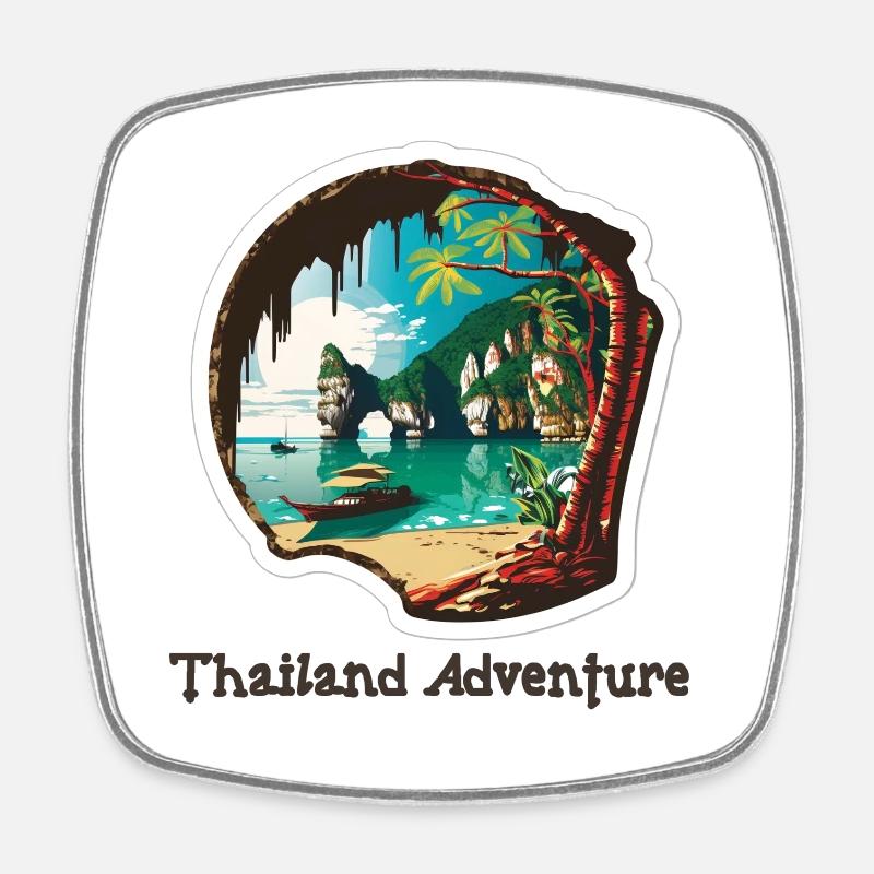 Thailand Adventure - Square fridge magnet - white