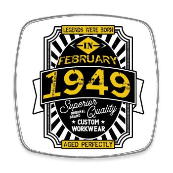 1949 FEBRUARY - Square fridge magnet - white - Front