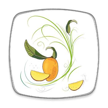 Mango, Obst - Viereckiger Kühlschrankmagnet - Weiß - Vorne