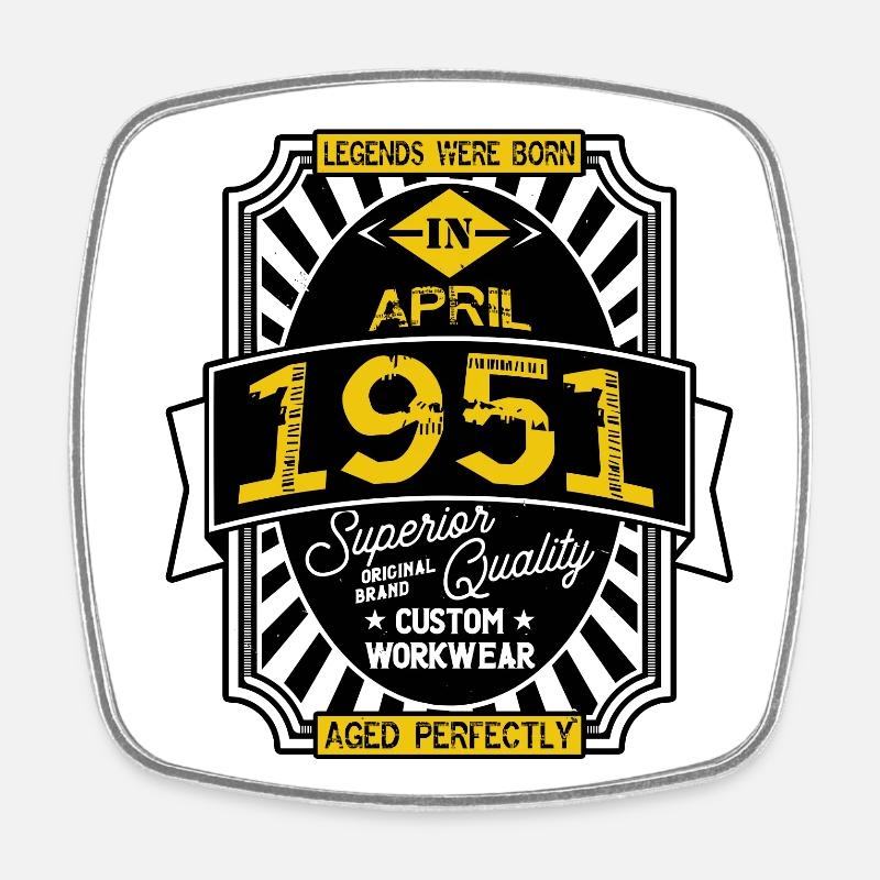 1951 APRIL - Square fridge magnet - white