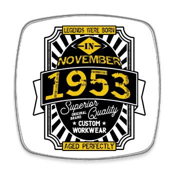 1953 NOVEMBER - Magnet carré - blanc - Devant